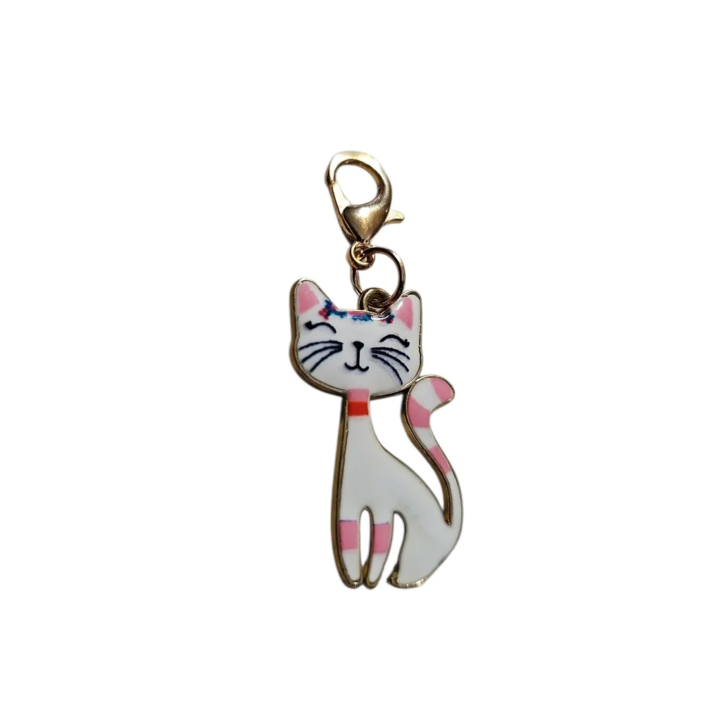 Charming Cat Pendant/Charm with Pink Accents